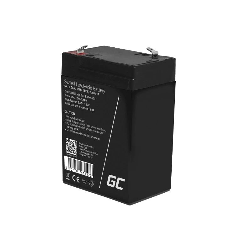 Batería para SAI Green Cell AGM11 6 V 5 Ah plomo-AGM (VRLA) batería individual, 70×100×47 mm, 780 g