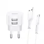 Cargador con cable usams XTXLOGT18MC05 2x USB 2.1A microUSB blanco AC/DC