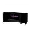 Cama Meble PAFOS cómoda con chimenea eléctrica 180x42x82 cm negro mate