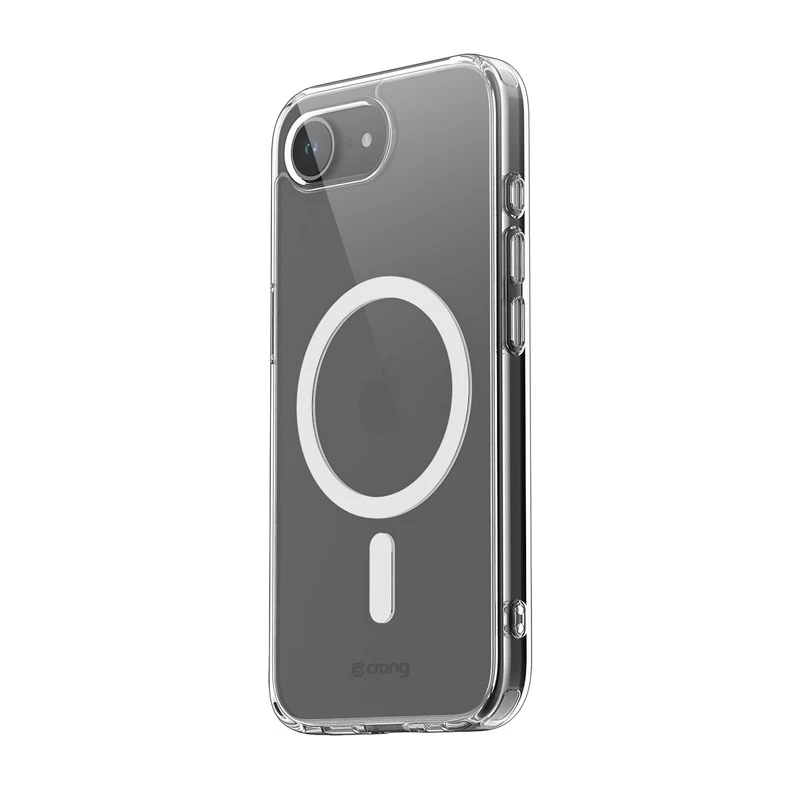 Funda MagSafe transparente Crong para iPhone 16e – funda protectora transparente, compatible con MagSafe