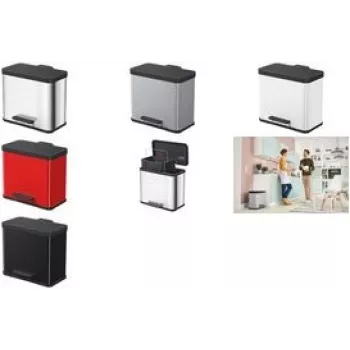 Separador de residuos Hailo pedal Öko duo plus L 17/9 negro acero, accionado por pedal con dos compartimentos