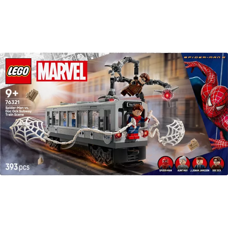 LEGO Marvel Super Heroes 76321 Spider-Man Doc Ock Subway Showdown juguete de construcción, 393 piezas, 4 minifiguras, edad 9+