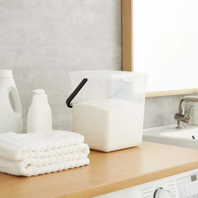 Dosificador de detergente de plástico Rotho Basic 9 L modelo 1770101100RP, blanco, tapa, orificio para colgar
