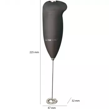 Clatronic MS 3089 Espumador de leche a pilas, negro/acero inoxidable