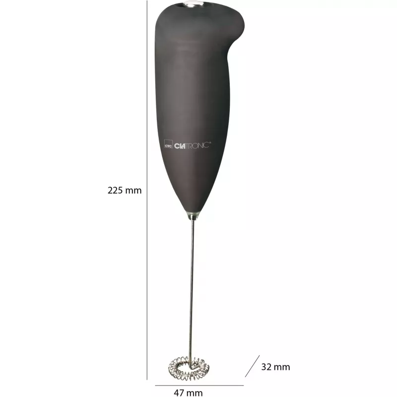 Clatronic MS 3089 Espumador de leche a pilas, negro/acero inoxidable