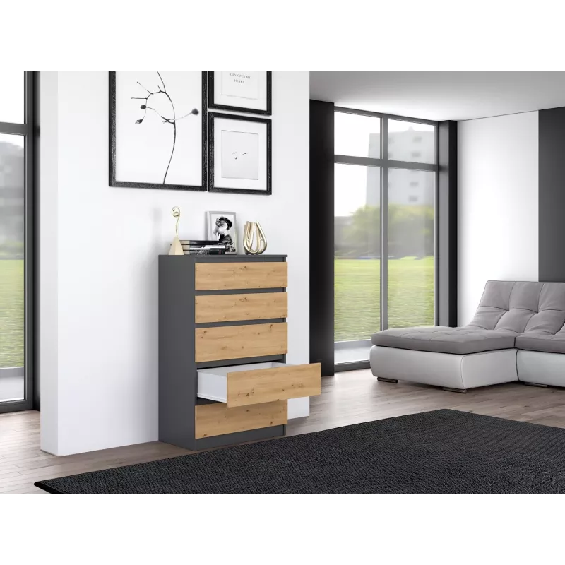 Topeshop M5 ANTRACYT/ARTISAN cómoda, antracita/Artisan