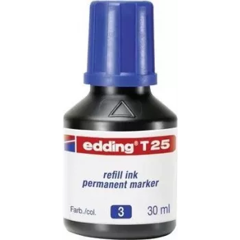 Tinta de recarga para rotulador Edding T 25 azul 30 ml compatible con Edding n.º 1/21/22/25/400/500/550/800/850/3000/3300