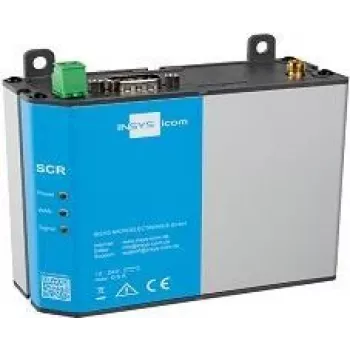 Router 4G INSYS icom SCR-L200 — montaje en carril DIN/pared, antena SMA, BGP/OSPF/RIP, LAN 10/100 Mbit/s, MiniSIM, gris