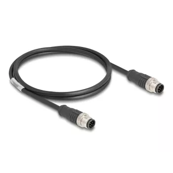 Cable de red DeLOCK M12 cable codificado A 8 pines conector macho a conector macho Cat5e 1 m negro