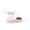Sacaleches eléctrico neno Bella Twin – electrónico, biberones de 150 ml, 6 niveles de estimulación / 9 de succión, batería de Li-Ion USB, rosa/transparente