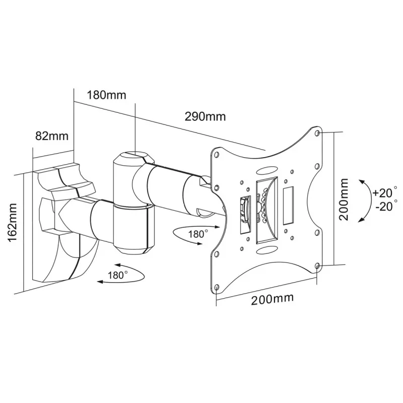 Soporte de pared ajustable Maclean MC-503A para pantallas LCD LED plasma de 23 - 42