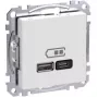 Toma de pared Schneider Electric WDE002983 con conexiones USB-A y USB-C, Power Delivery, blanca