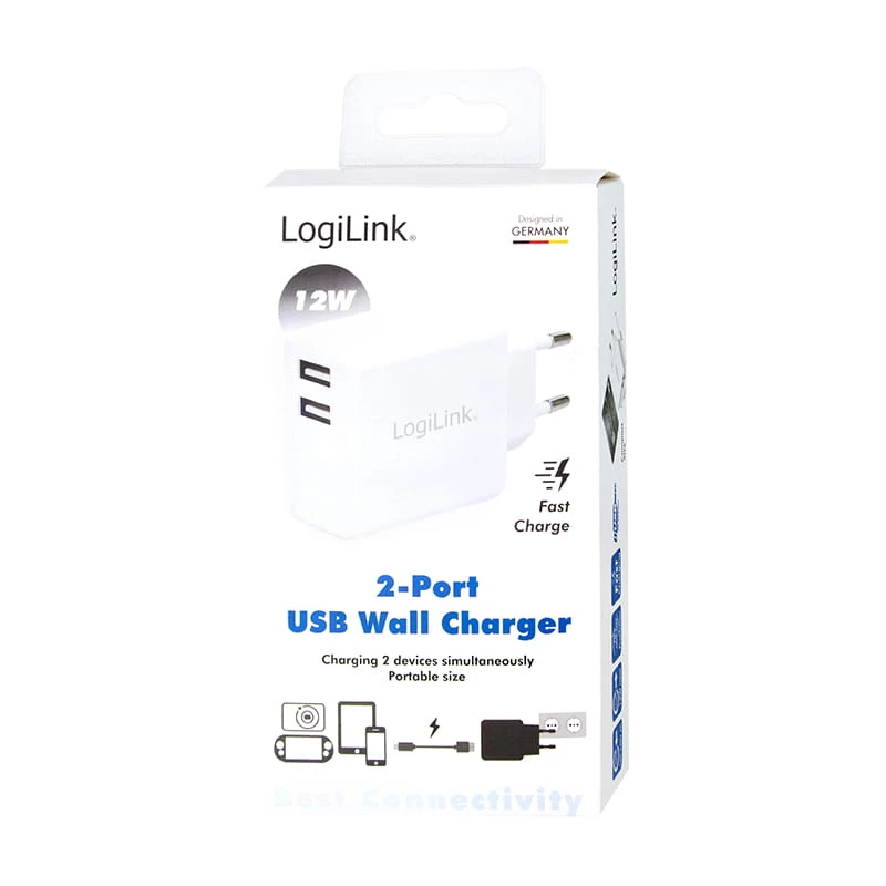 Fuente de alimentación LogiLink - 12 vatios - 2,4 A - 2 puertos de salida (USB)