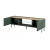 Mueble TV con chimenea eléctrica Cama Meble ONDA 180,5×40×58,0 cm, aglomerado, verde, de pie o para montaje en pared