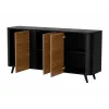 Cómoda Cama Meble VOLARE 151 x 39 x 75 cm, negro/nogal, aglomerado