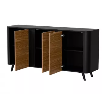 Cómoda Cama Meble VOLARE 151 x 39 x 75 cm, negro/nogal, aglomerado