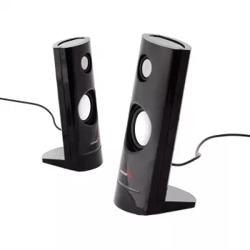 Altavoz de PC con cable de 2 vías Audiocore AC860, 2.0 canales, 4 W RMS, alimentación por USB, entrada de 3,5 mm, negro
