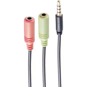 Cable de audio ShiverPeaks BS14-05041 0,25 m 2x3,5 mm negro