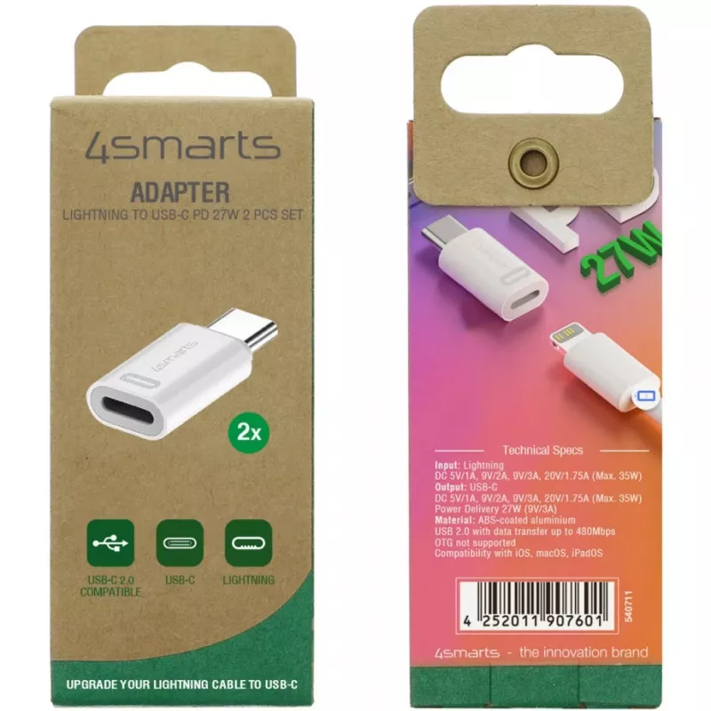 Adaptador de cable 4smarts 540711 Lightning USB-C blanco