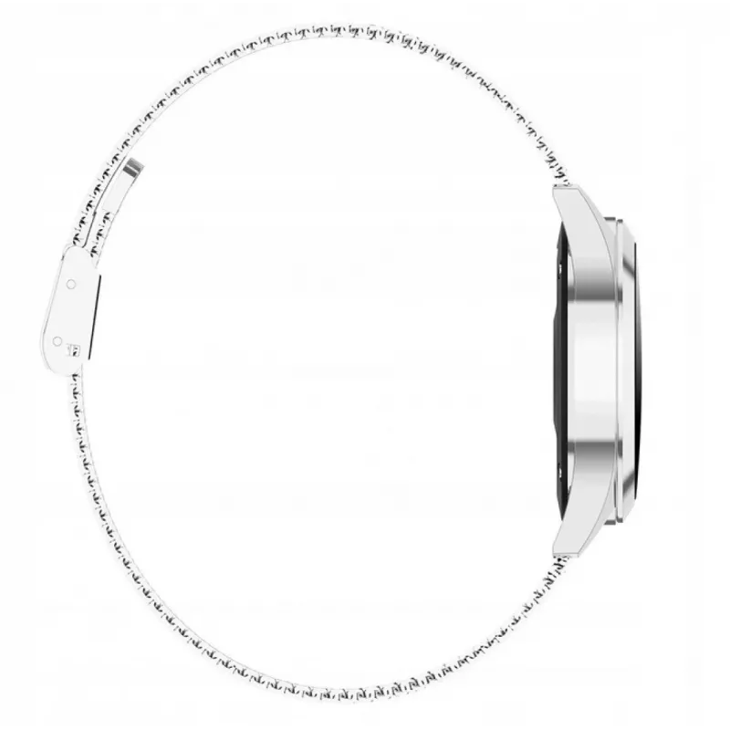 Smartwatch ORO-MED ORO-SMART CRYSTAL SILVER — caja redonda de metal, LCD 240 × 198, pantalla de 1,04 pulgadas, Bluetooth 4.0, sumergible, batería de 120 mAh