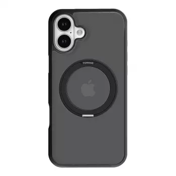 Funda protectora Torras Ostand Pro para iPhone 16 Plus — negra, perfil delgado, ligera
