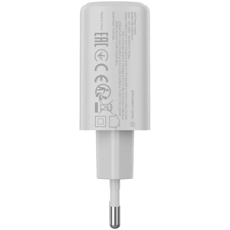 Cargador CANYON OnCharge 250 25W 1xPD 1xQC EU blanco