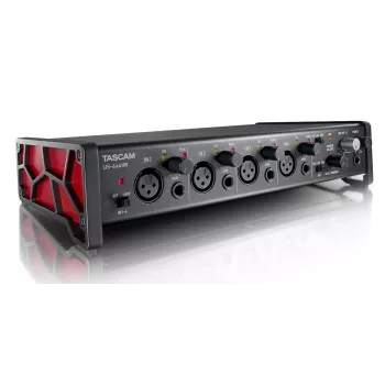 Interfaz de audio Tascam US-4X4HR – 4x XLR-Combo, 4 salidas analógicas, previo de micrófono de 56 dB, 192 kHz, USB 2.0, sobremesa, negro