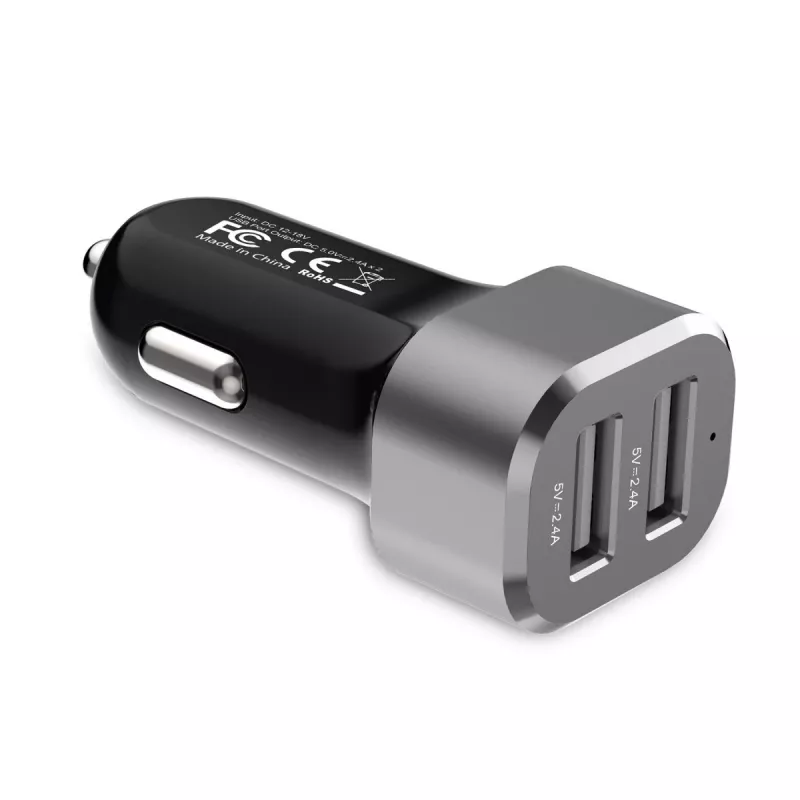 Cargador de coche 2x USB 2,4A aluminio