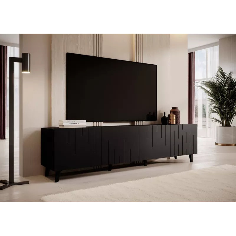 Mueble RTV BARI 200x42x52 negro mate