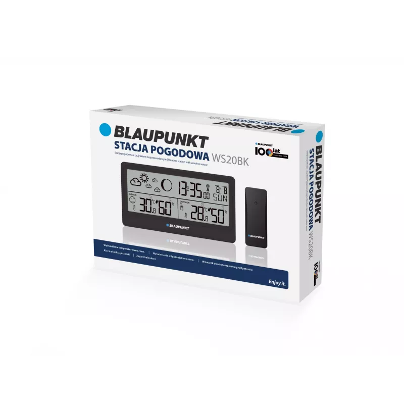Estación meteorológica BLAUPUNKT WS20BK — pantalla de temperatura y humedad interior/exterior, negro, 1 sensor, LCD, a pilas