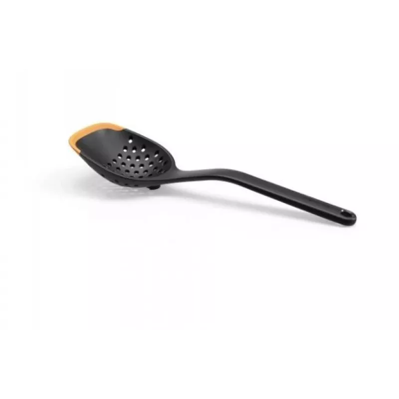 Fiskars 1027302 cuchara espumadera, 30 cm, negro/naranja