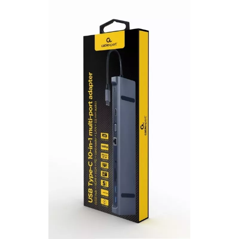 Gembird a-CM-COMBO10-01 dock para portátil/replicador de puertos USB con cable...