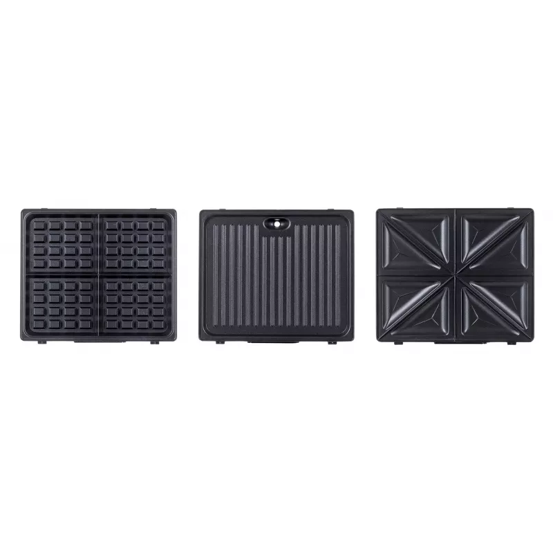 Ravanson OP-7050 Sandwichera 3 en 1, 1200 W, Negro/Plata