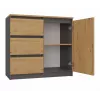 Cómoda Top e Shop Topeshop 1D3S ANT/ART BA KPL — antracita y roble, 3 cajones, cuerpo de tablero de partículas