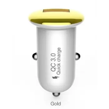 Cargador de coche Devia Mushroom Serie QC3.0 18W oro — USB Quick Charge 3.0, salida 18W
