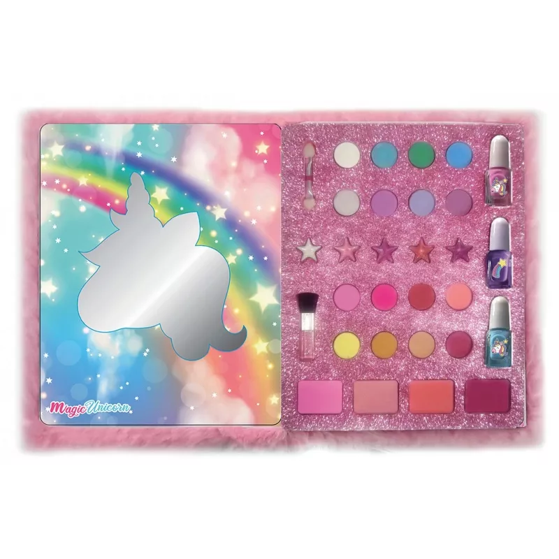 Cuaderno con funda de unicornio peluda, Clementoni – estilo diario de maquillaje