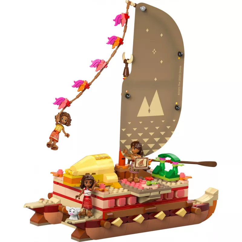 LEGO Disney 43270 La canoa de aventuras de Moana, 529 piezas, 3 minifiguras, 6+