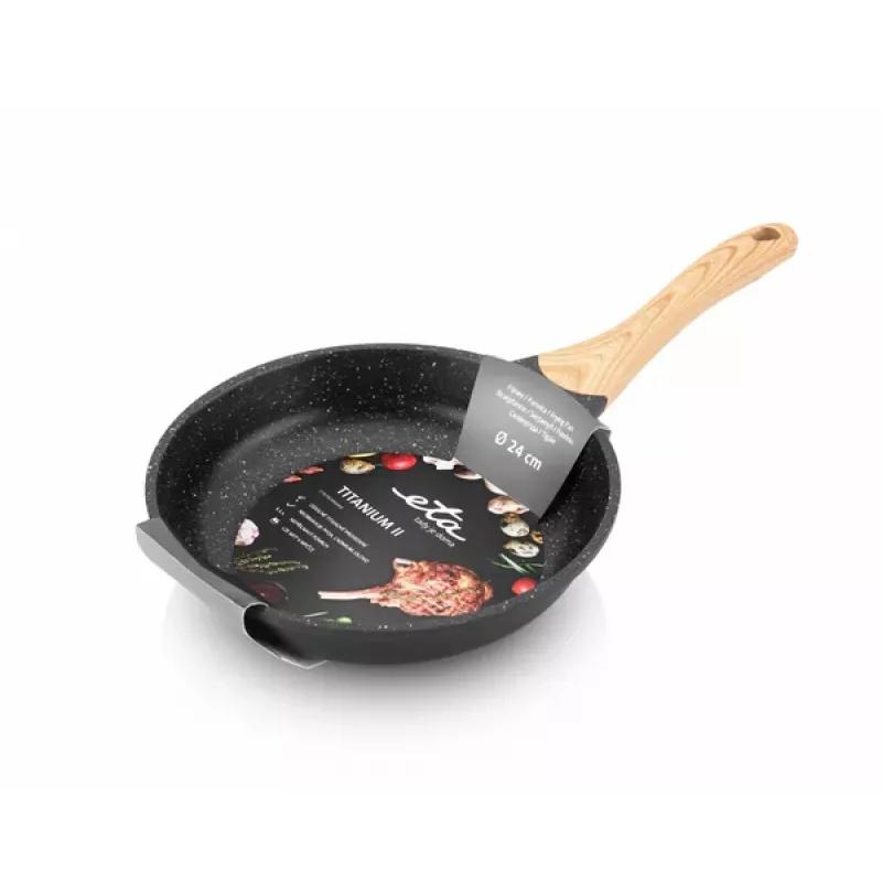 ETA | Sartén | ETA792990000 TITANIUM II | Universal | Diámetro 24 cm | Eléctrica, inducción, gas, vitrocerámica | Apta para inducción | Mango fijo | Negro