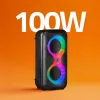 Equipo de música portátil MANTA SPK0401B100 altavoz Bluetooth, 100 W de potencia máxima, radio FM, karaoke, batería integrada, X-BASS