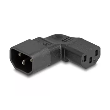 Adaptador de red DeLOCK IEC 60320 C14 a toma C13 10 A 90° izquierda/derecha negro