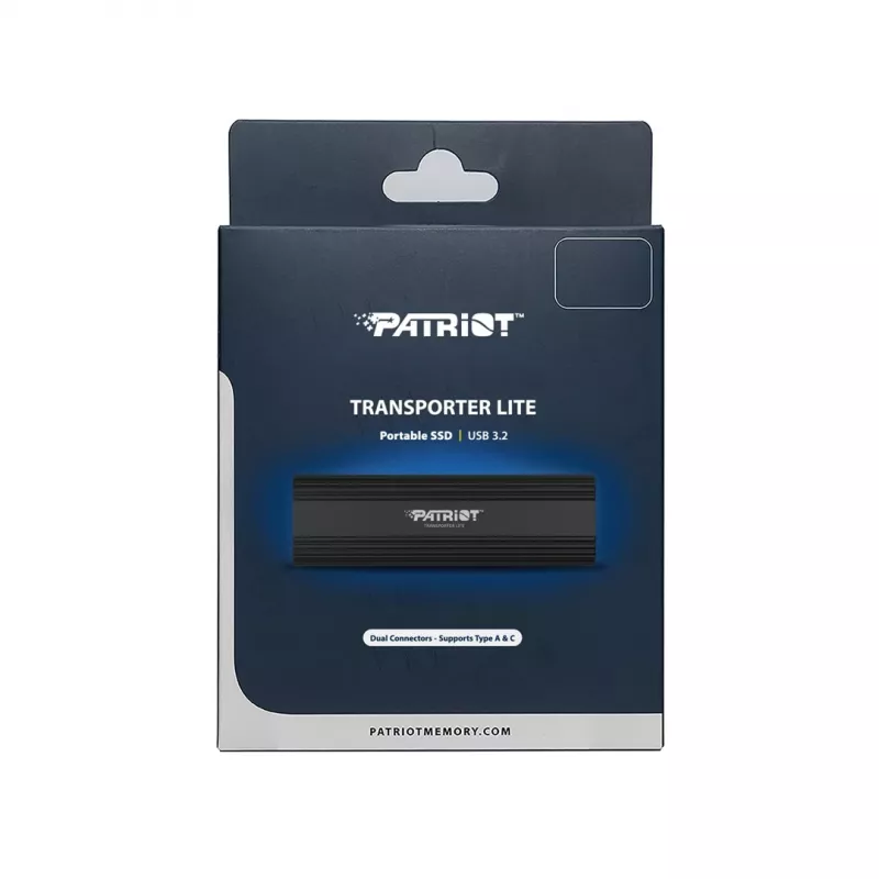 SSD externo Patriot Transporter Lite PTPL1TBPECB, 1 TB, USB-C 3.2 Gen 2, 1000 MB/s, aluminio, negro