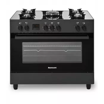 Cocina de gas/eléctrica independiente Ravanson KWGE-K90, 5 zonas de cocción, 90 cm, horno 105 L, control táctil