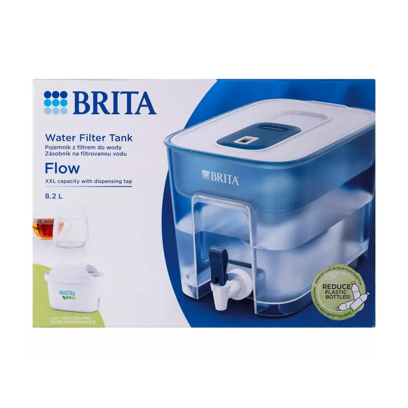 BRITA Flow 1052805 dispensador con filtro de agua con cartucho MAXTRA PRO Pure Performance, 8,2 l (5,2 l filtrados), azul