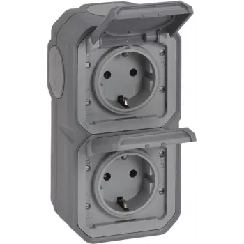 Legrand Plexo nuevo APWG 069744L Toma de corriente Schuko IP44 Gris 2 tomas vertical 5 (069744L)