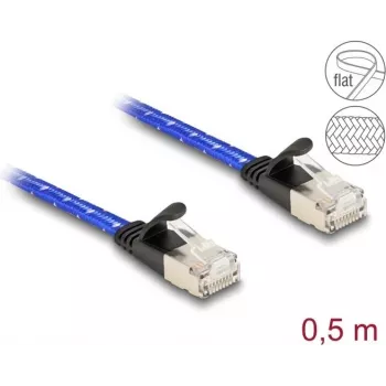 Cable de red DeLOCK RJ45 plano Cat.6A 0,5 m azul
