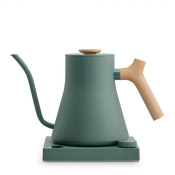 Hervidor eléctrico Fellow Stagg EKG PRO 1L, 1200W, verde mate, acero inoxidable, mango de madera, ajustable 40–100°C