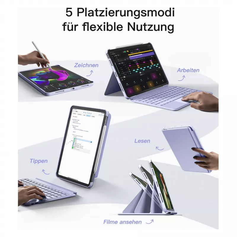 Teclado inateck iPad 11 iPad Air 4.ª/5.ª gen. compatible QWERTZ lila