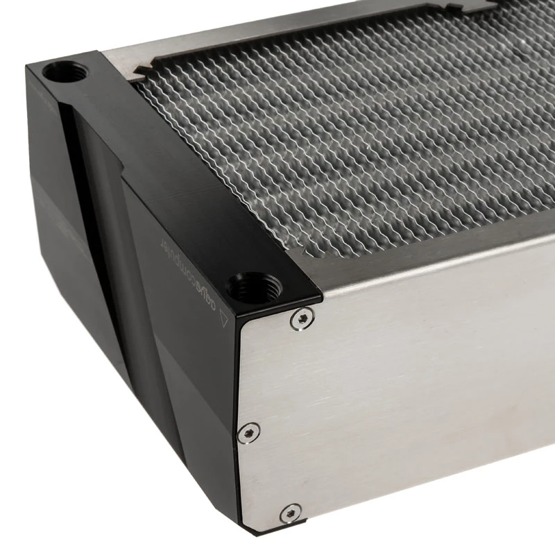 Radiador Aqua-Computer airplex radical 4/360 — aluminio/cobre/acero inoxidable, 400×140×73 mm