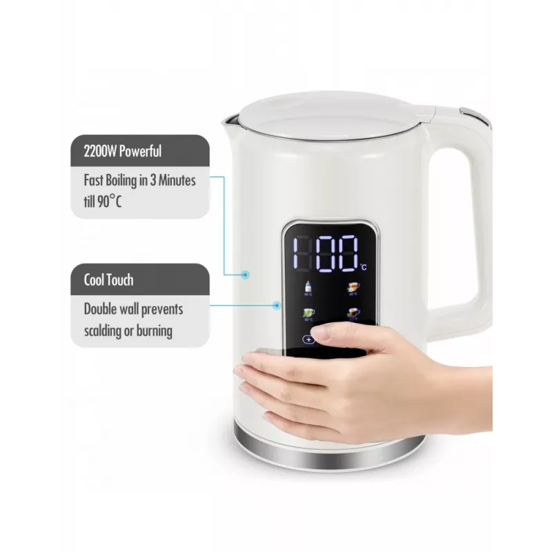 Hervidor Forme FKG-8217, inalámbrico, acero inoxidable, capacidad de 1,7 L