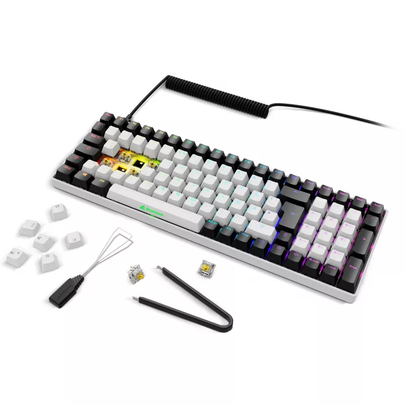 Sharkoon SKILLER SGK50 S2 White DE-Layout Gateron Yellow Teclado